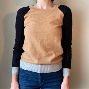 Madewell Camel/Black/Grey Wool Pullover Sweater